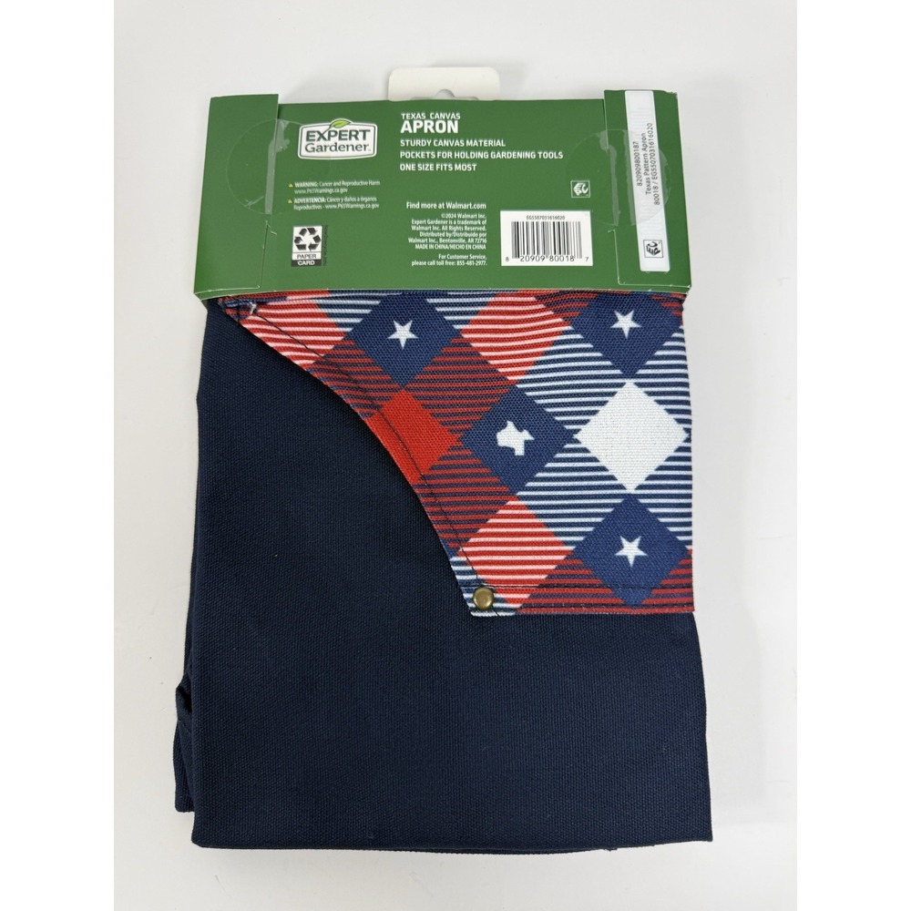 Texas Gardener Canvas Apron Red White & Blue Pockets One Size BBQ Cooking Gift - Picture 3 of 3